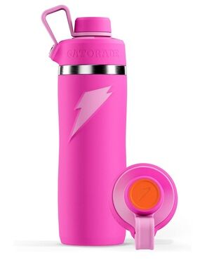 Gatorade 'Overtime' 22oz Stainless Steel Water Bottle, Twist Cap, Pink New